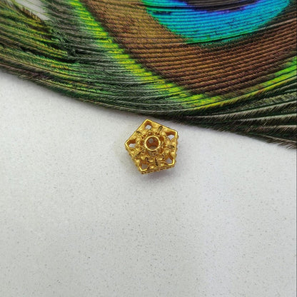 18k Solid Yellow Gold Hexagon Spacer Beads 9x7mm - Kanika Creations