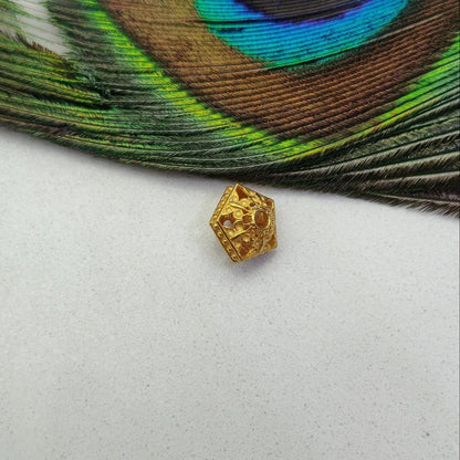 18k Solid Yellow Gold Hexagon Spacer Beads 9x7mm - Kanika Creations