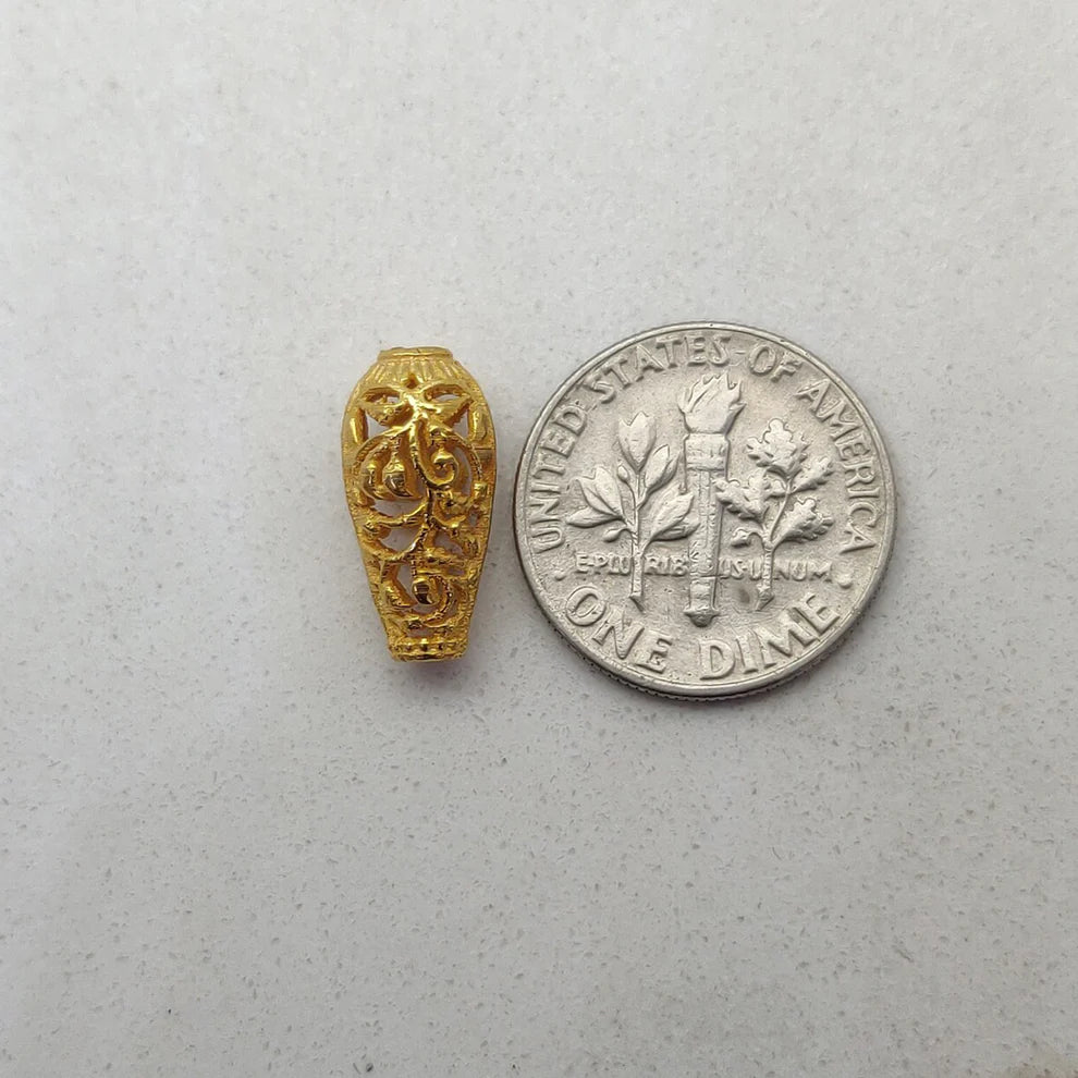 18K Solid Gold Flower Lantern Spacer Bead