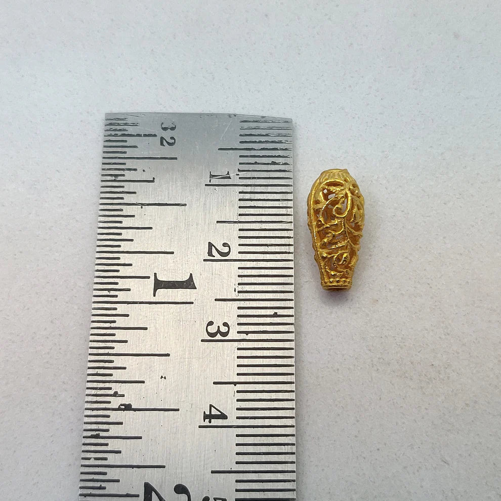 18K Solid Gold Flower Lantern Spacer Bead