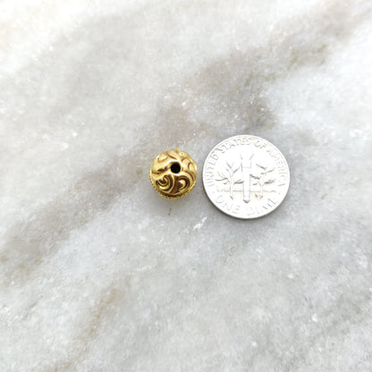 18k Solid Yellow Gold Round Spacer Beads 9mm DIY Crafts - Kanika Creations