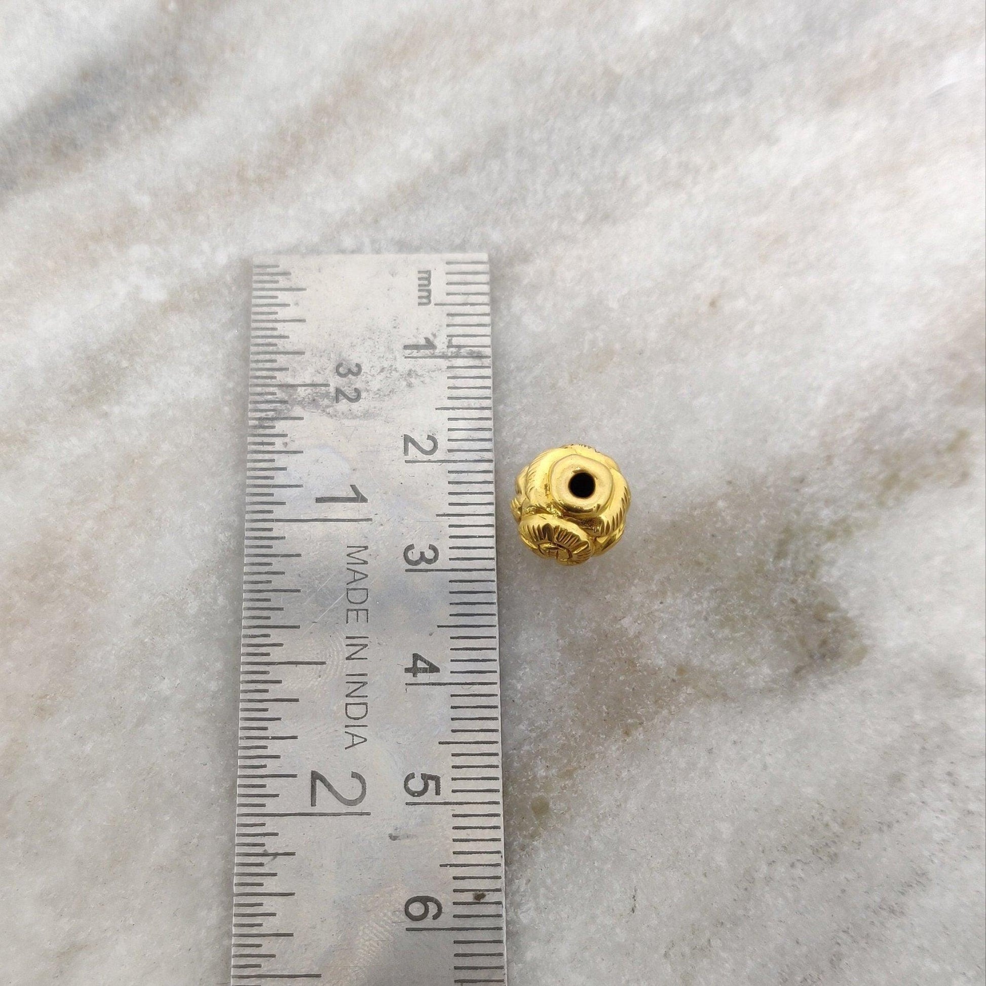 18k Solid Yellow Gold Round Spacer Beads 9x9.5mm - Kanika Creations