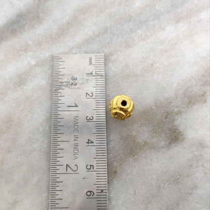 18k Solid Yellow Gold Round Spacer Beads 9x9.5mm - Kanika Creations