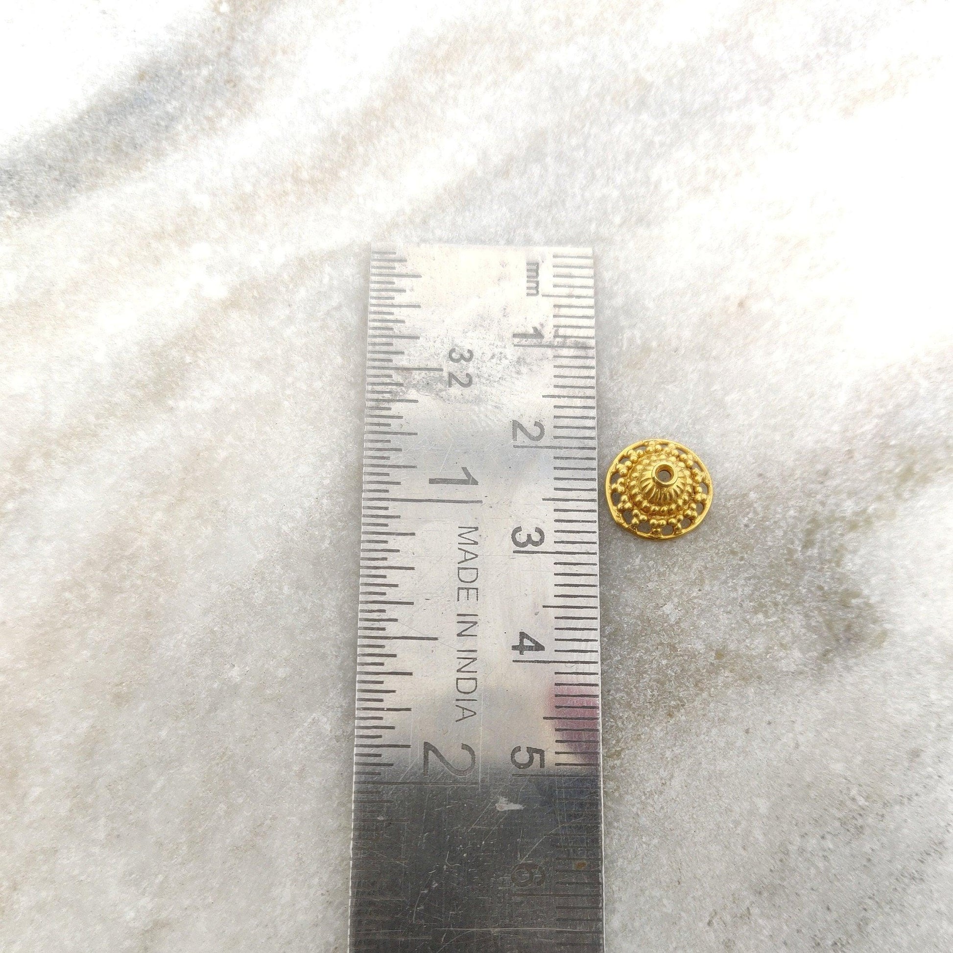 18k Solid Yellow Gold Fancy Spacer Bead Caps - Kanika Creations