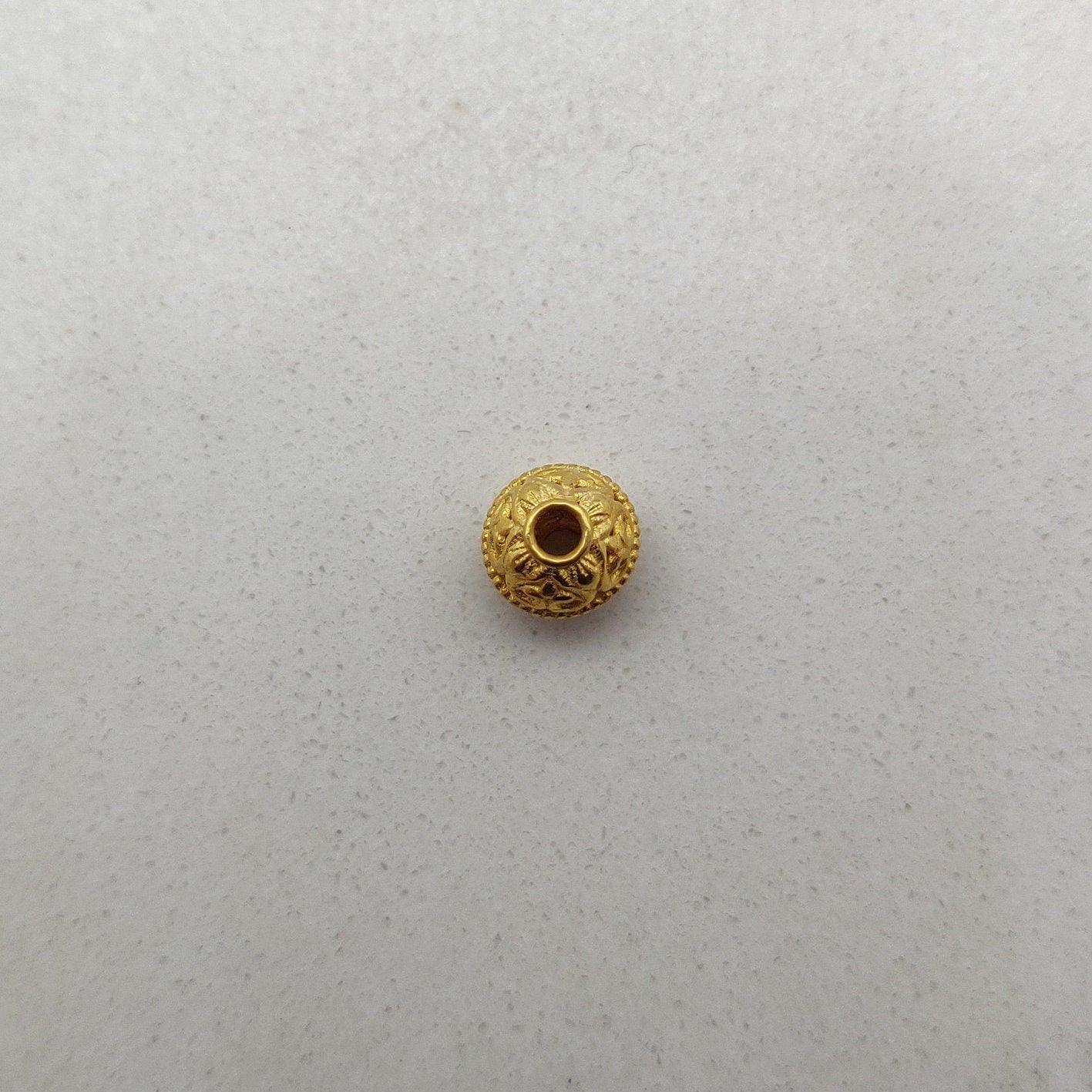 18k Solid Yellow Gold Round Spacer Beads 7x6mm - Kanika Creations