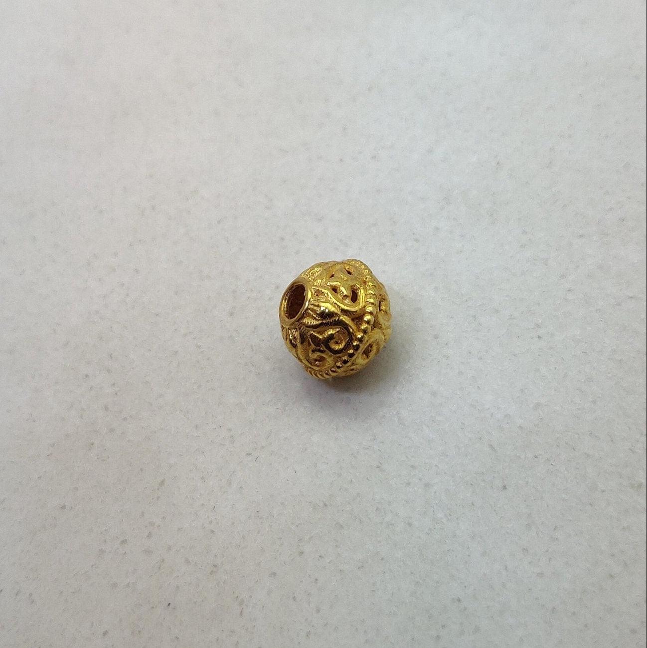 18k Solid Yellow Gold Round Spacer Beads 7x6mm - Kanika Creations