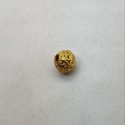 18k Solid Yellow Gold Round Spacer Beads 7x6mm - Kanika Creations