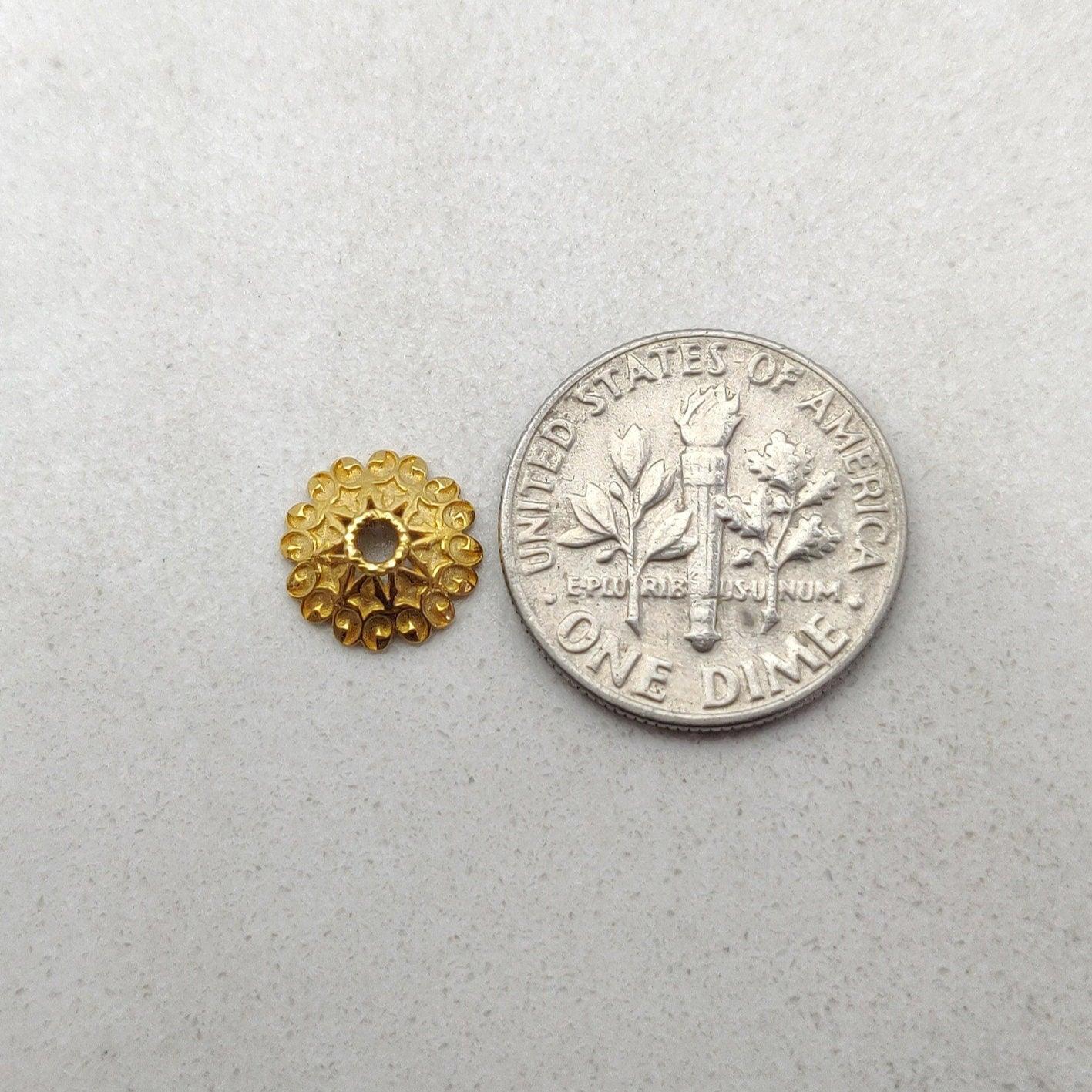 Solid 18k Gold Bead Flower Caps Spacer Charm Supplies - Kanika Creations