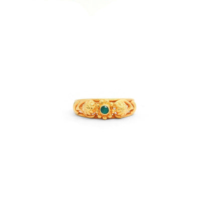18k Solid Yellow Gold Emerald Vintage Ring 6 US - Kanika Creations