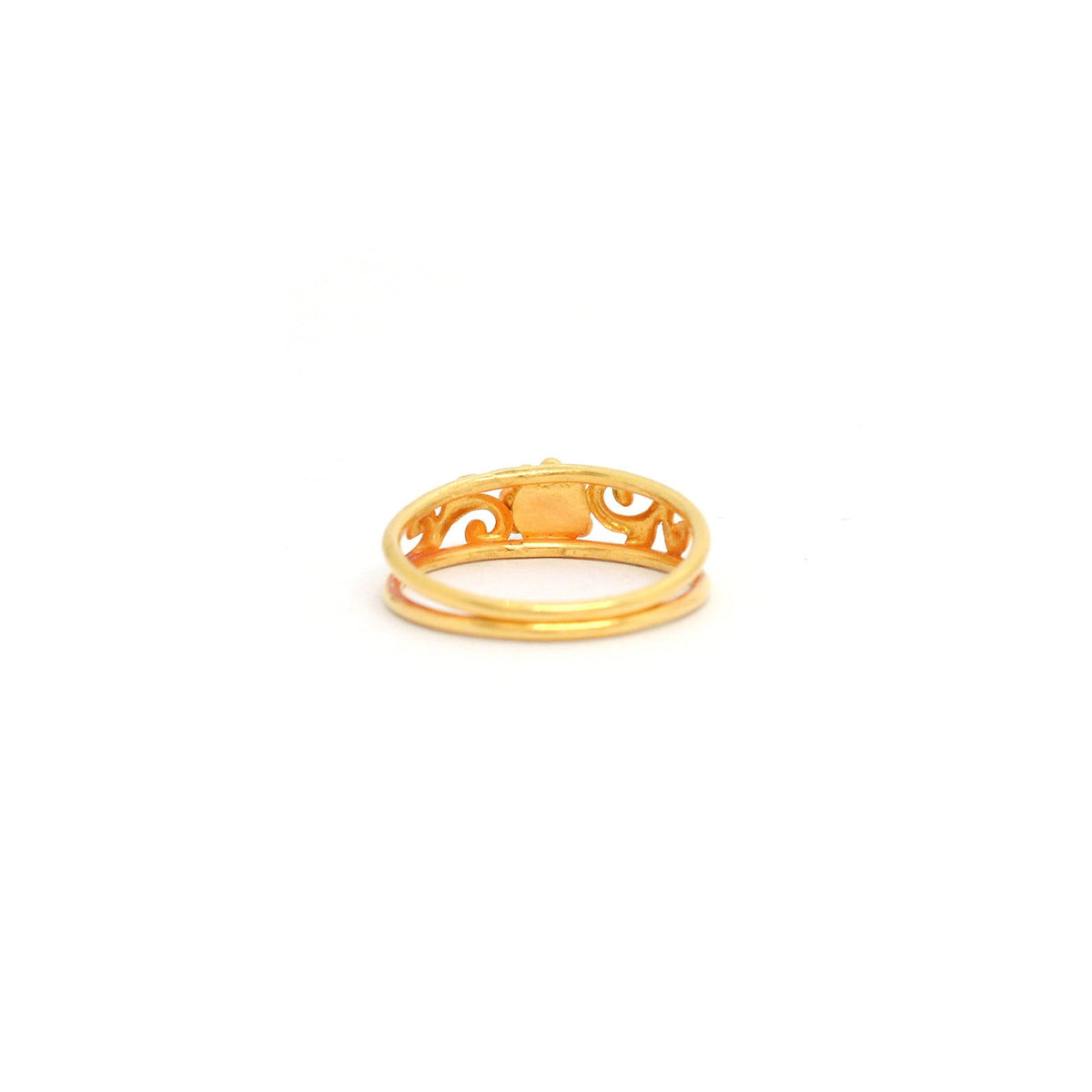 18k Yellow Gold Stone Studded Statement Ring 7 US - Kanika Creations
