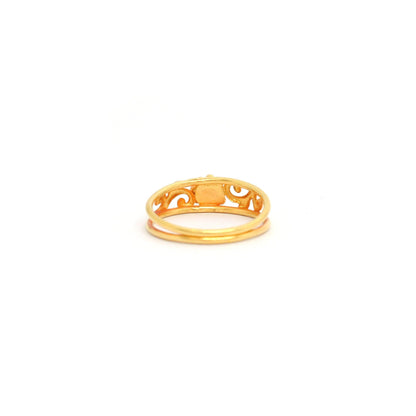 18k Yellow Gold Stone Studded Statement Ring 7 US - Kanika Creations