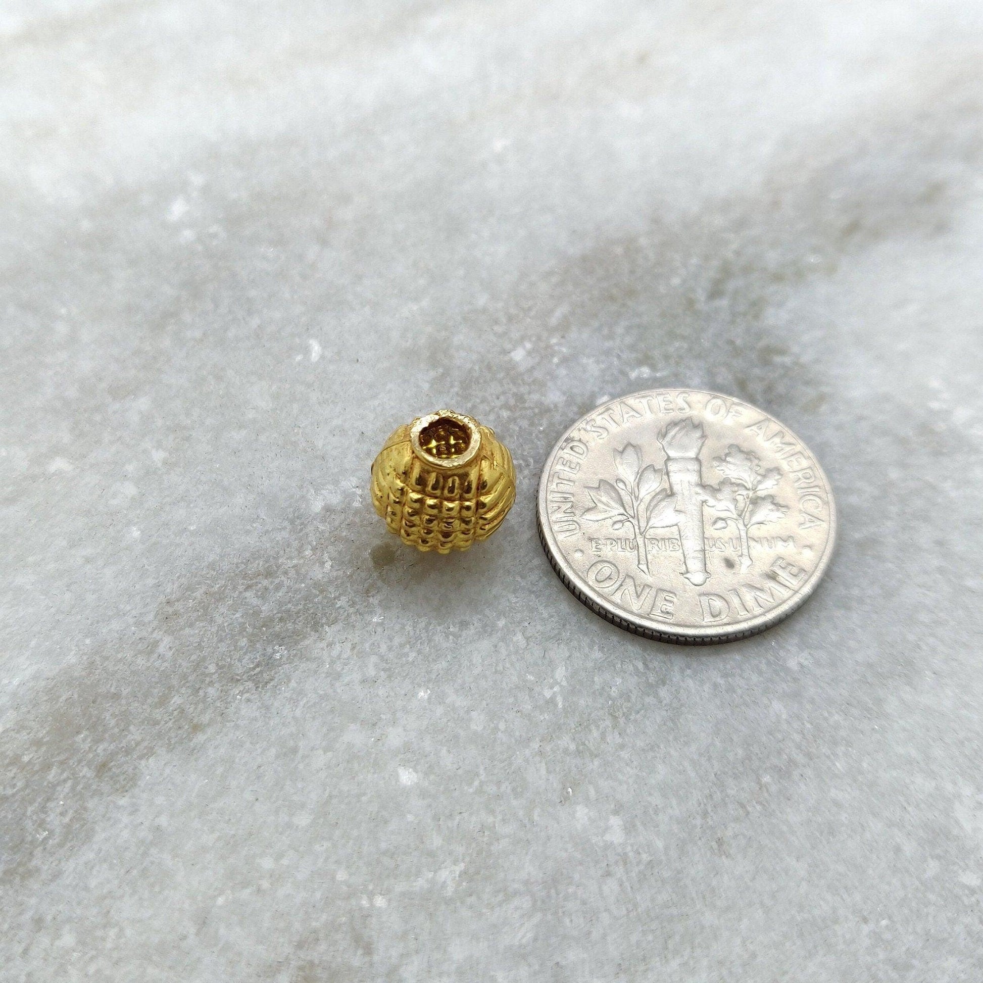 18k Yellow Gold Oval Spacer Beads 8x9mm - Kanika Creations