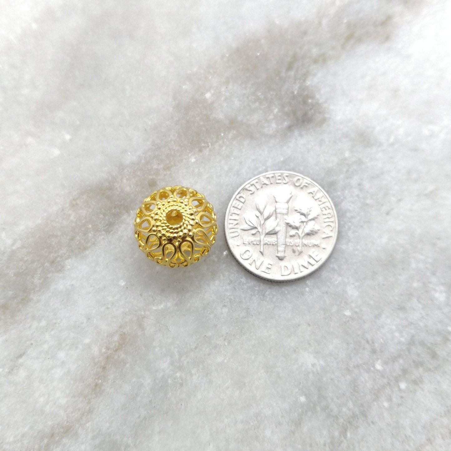 18k Solid Yellow Gold Round Spacer Beads 12mm - Kanika Creations