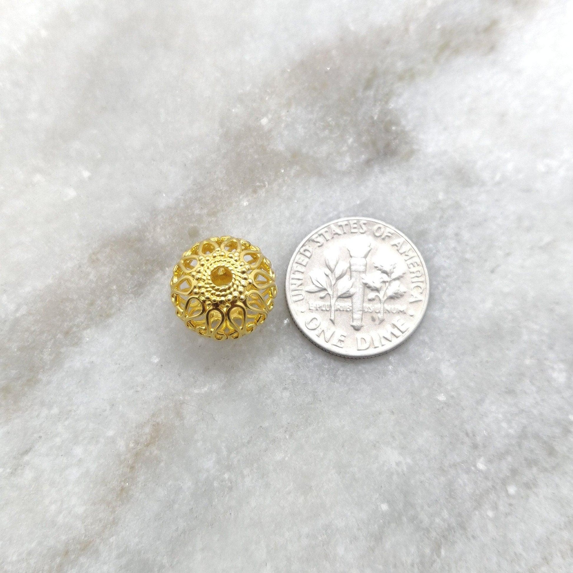 18k Solid Yellow Gold Round Spacer Beads 12mm - Kanika Creations