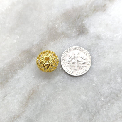 18k Solid Yellow Gold Round Spacer Beads 12mm - Kanika Creations