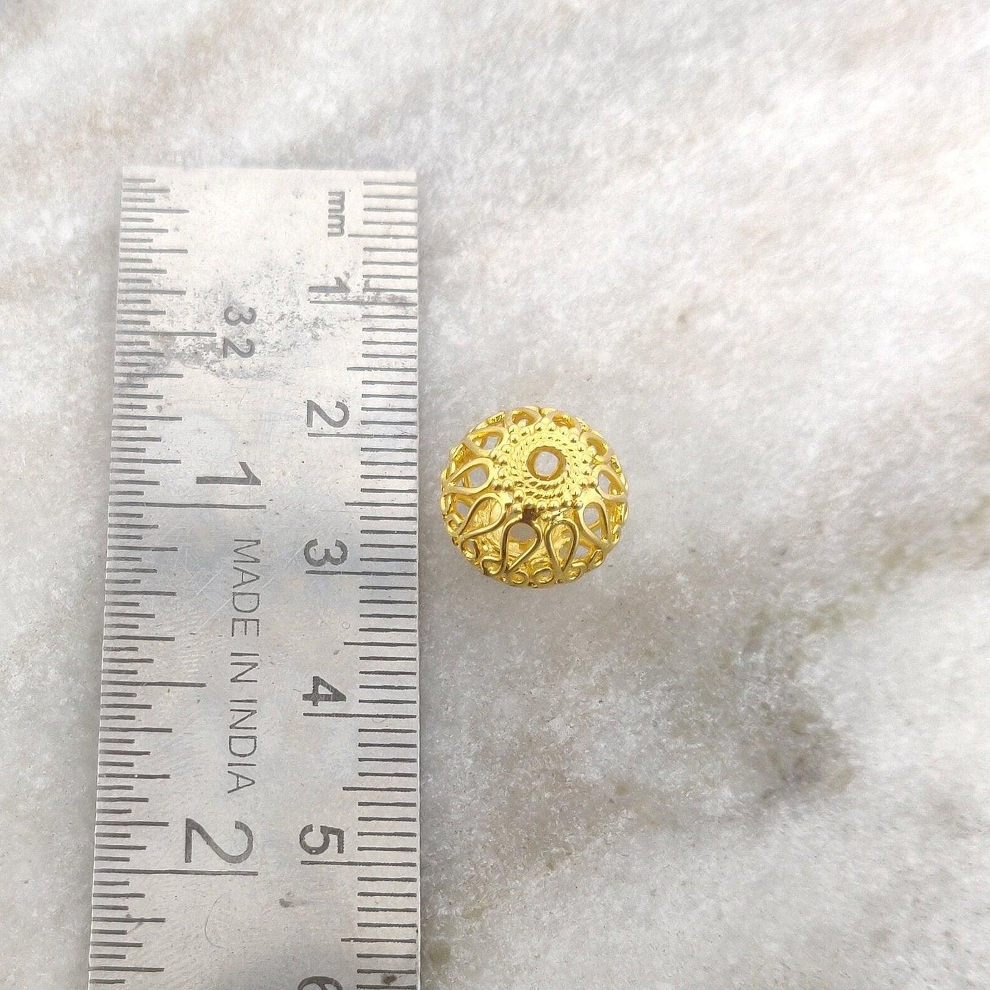 18k Solid Yellow Gold Round Spacer Beads 12mm - Kanika Creations