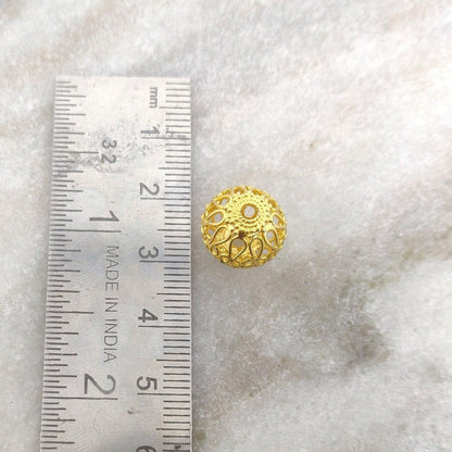 18k Solid Yellow Gold Round Spacer Beads 12mm - Kanika Creations