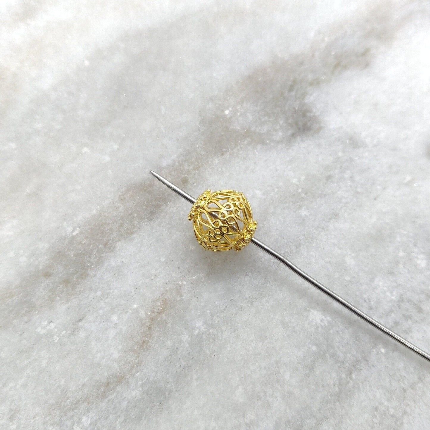 18k Solid Yellow Gold Round Spacer Beads 12mm - Kanika Creations