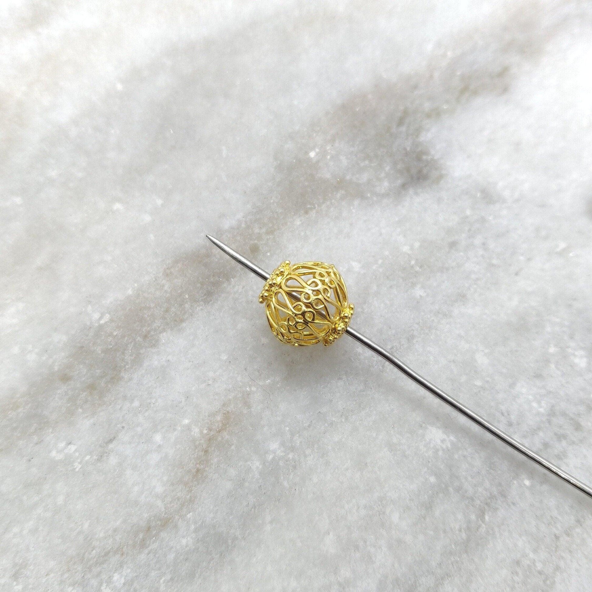 18k Solid Yellow Gold Round Spacer Beads 12mm - Kanika Creations