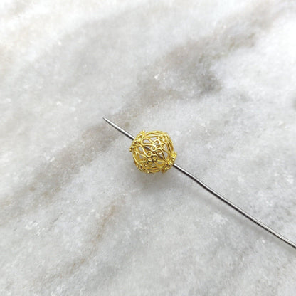 18k Solid Yellow Gold Round Spacer Beads 12mm - Kanika Creations