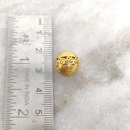 18k Solid Yellow Gold Textured Ball Beads 11mm - Kanika Creations