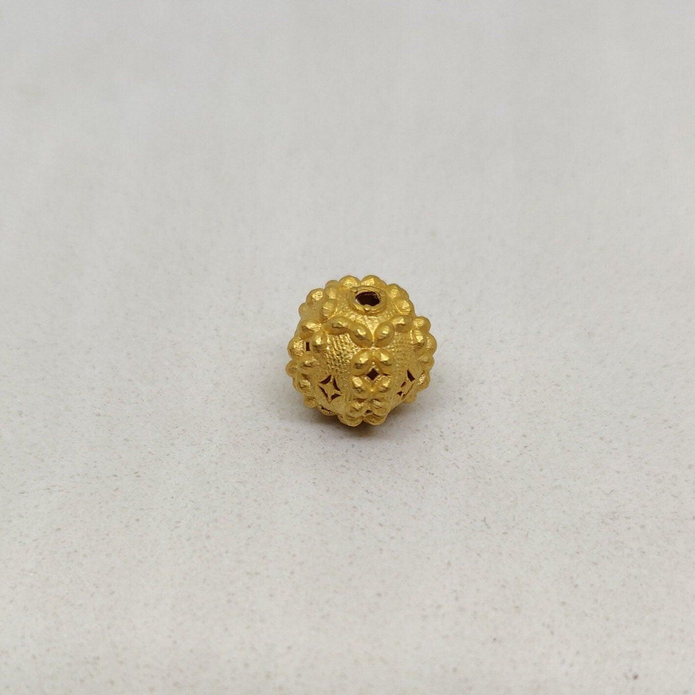18k Yellow Gold Round Spacer Ball Beads - Kanika Creations