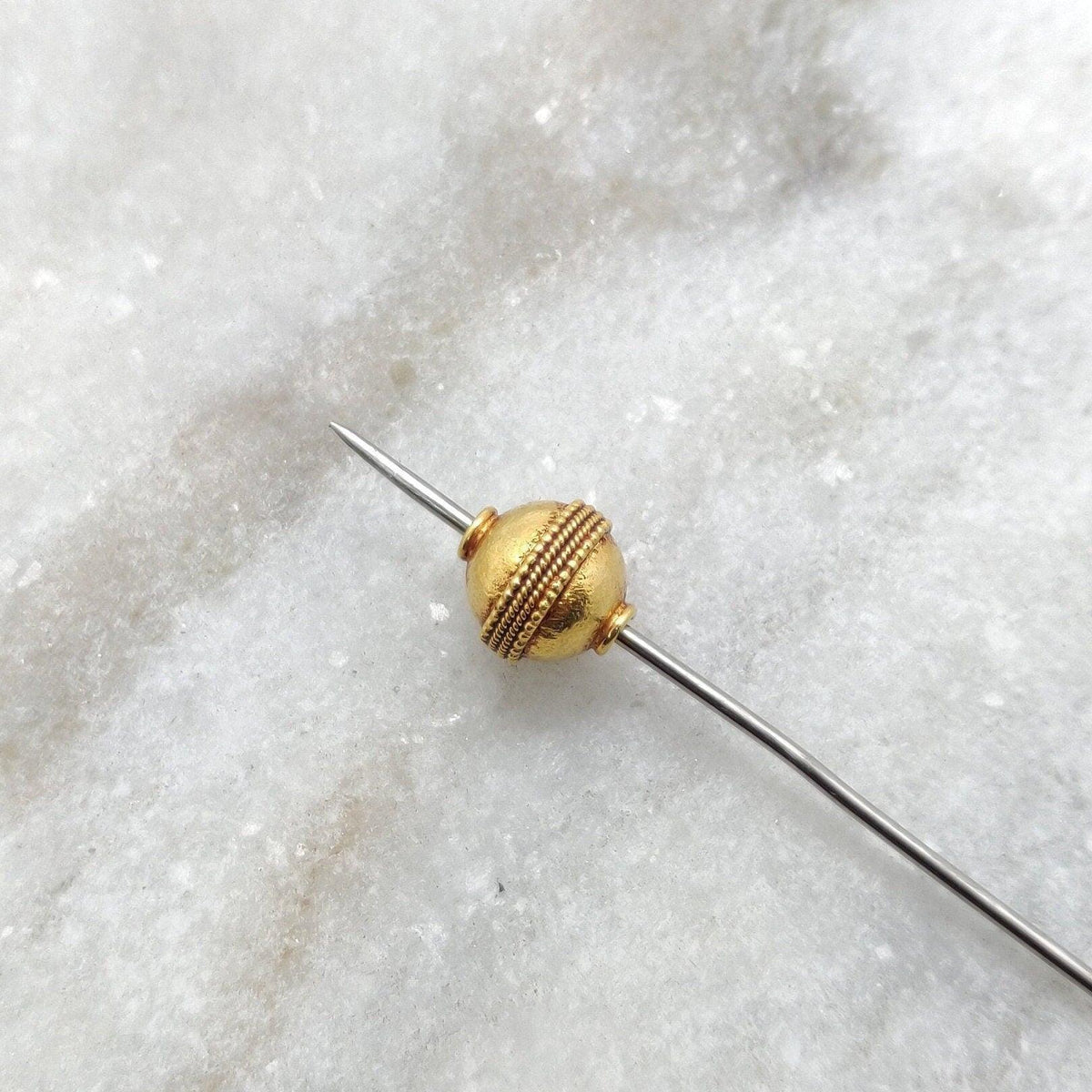 Handmade 18k Yellow Gold Filled Textured Style Round Beads Spacer Findings, 6mm Size | KC1070 - Kanika Creation - Kanika Creations