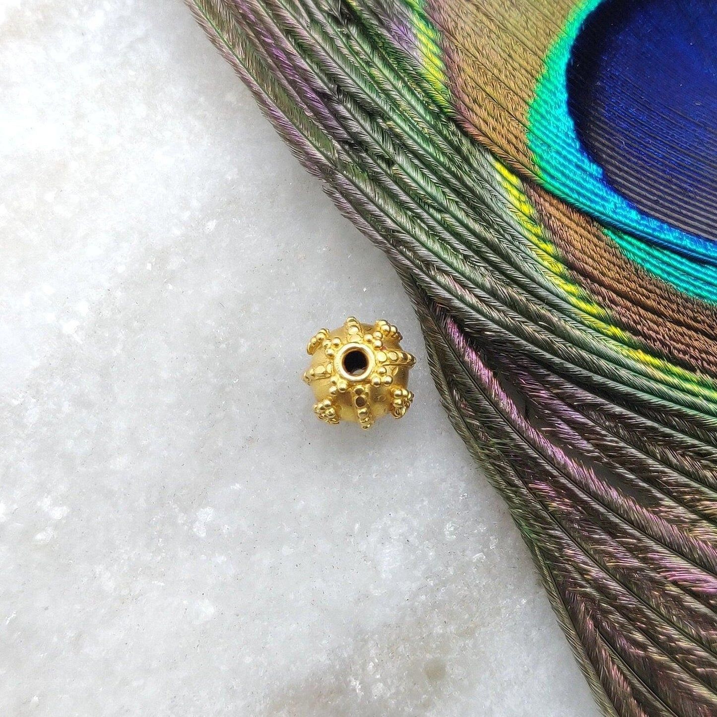 18k Solid Yellow Gold Ball Spacer Beads 7.5mm DIY Craft - Kanika Creations