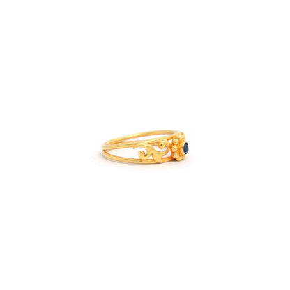 18k Yellow Gold Stone Studded Statement Ring 7 US - Kanika Creations