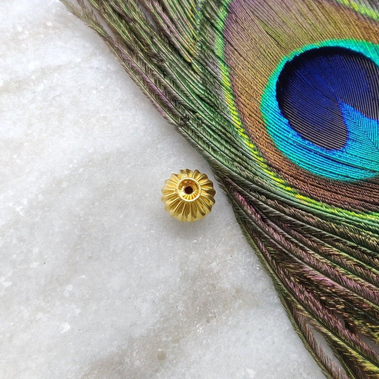 18K Solid Yellow Gold Spacer Ball Beads-10X9 MM - Kanika Creations