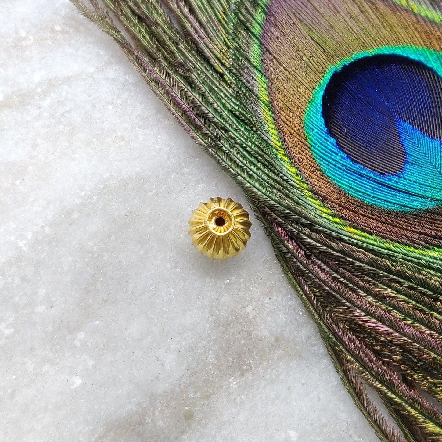 18K Solid Yellow Gold Spacer Ball Beads-10X9 MM - Kanika Creations