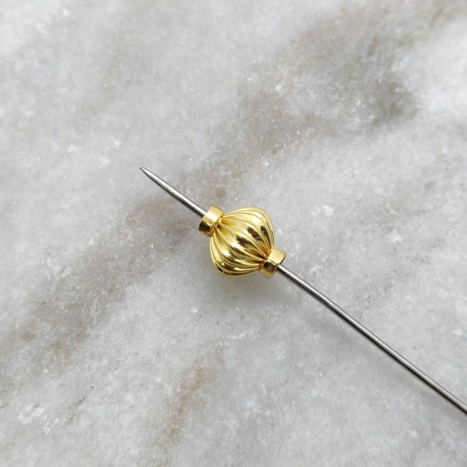 18k Solid Yellow Gold Round Spacer Beads 7x10mm - Kanika Creations
