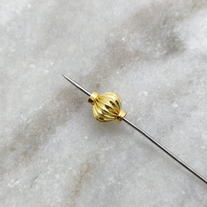 18k Solid Yellow Gold Round Spacer Beads 7x10mm - Kanika Creations