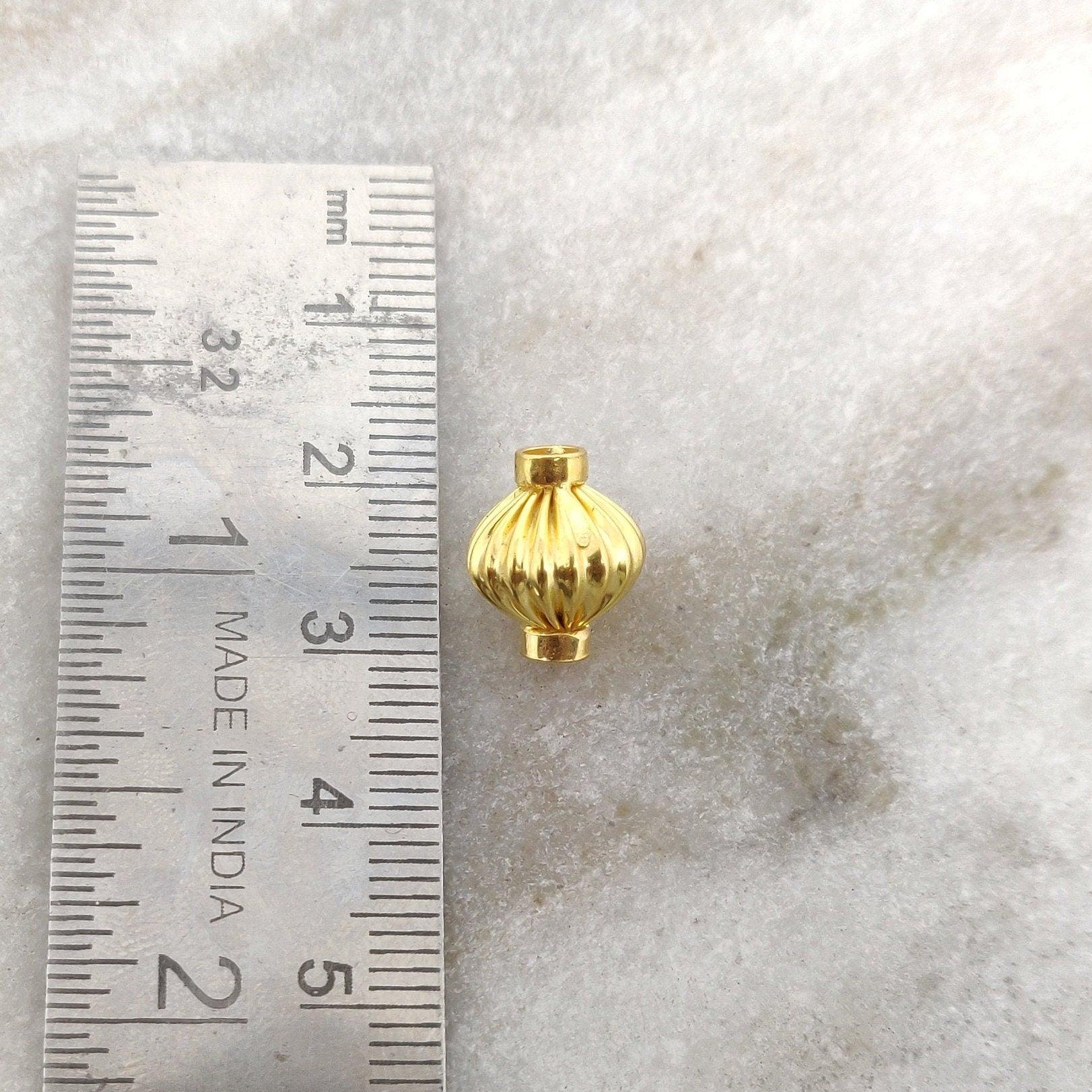 18k Solid Yellow Gold Round Spacer Beads 7x10mm - Kanika Creations