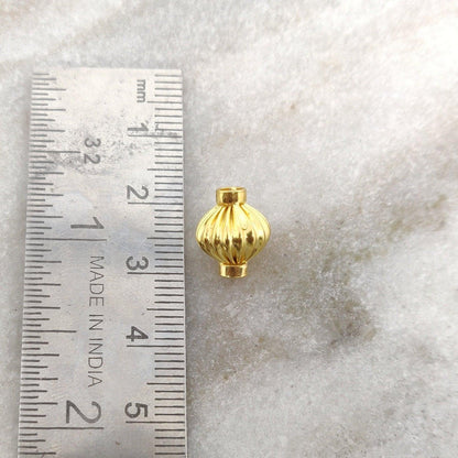 18k Solid Yellow Gold Round Spacer Beads 7x10mm - Kanika Creations