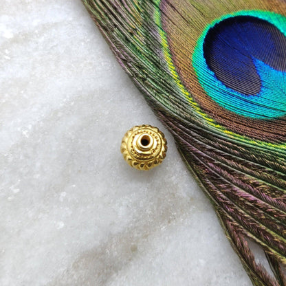 18k Solid Yellow Gold Round Spacer Beads - Kanika Creations
