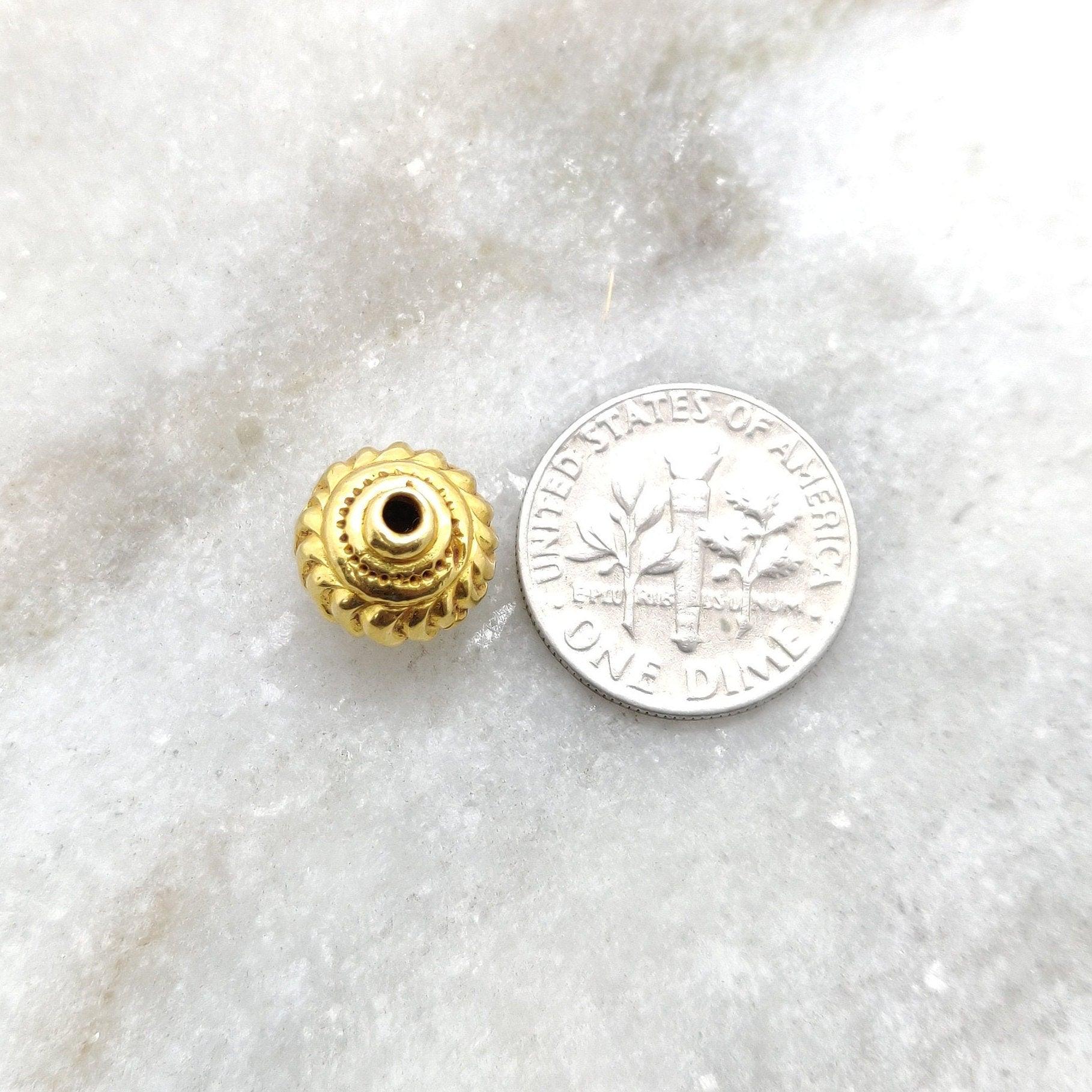 18k Solid Yellow Gold Round Spacer Beads - Kanika Creations