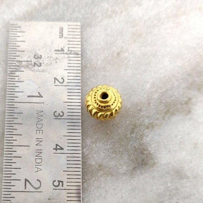 18k Solid Yellow Gold Round Spacer Beads - Kanika Creations