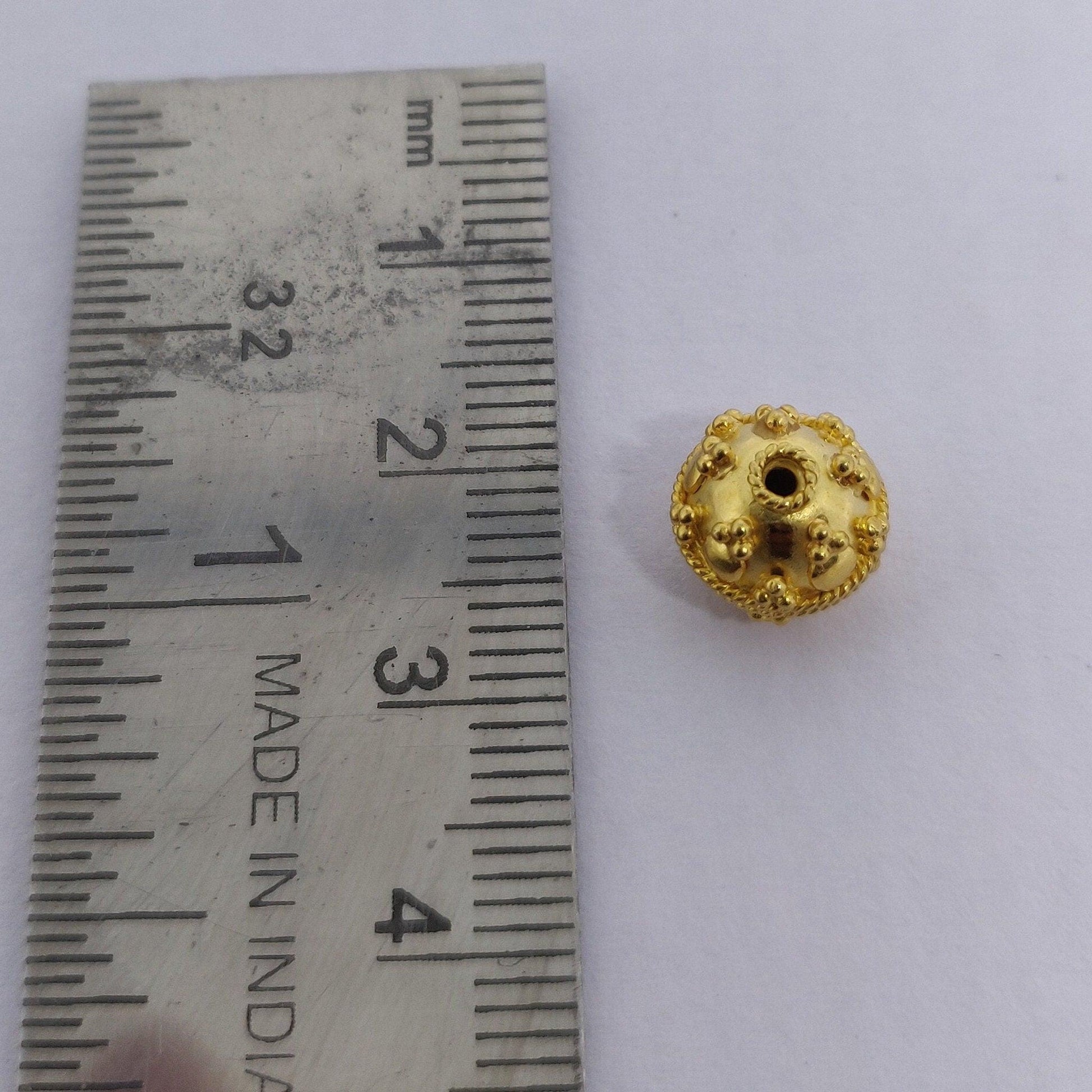 18k Solid Yellow Gold Ball Spacer Beads - Kanika Creations