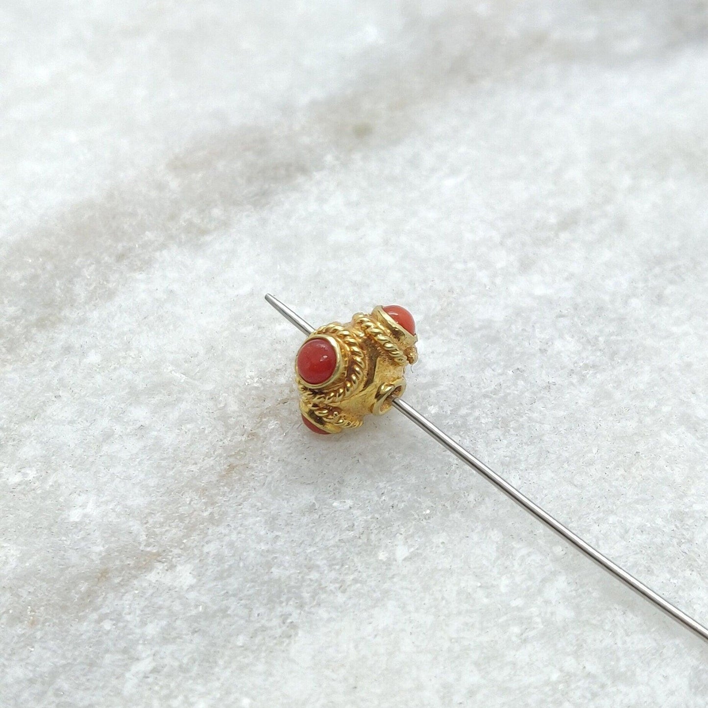 5mm 18k Solid Yellow Gold Coral Spacer Beads - Kanika Creations