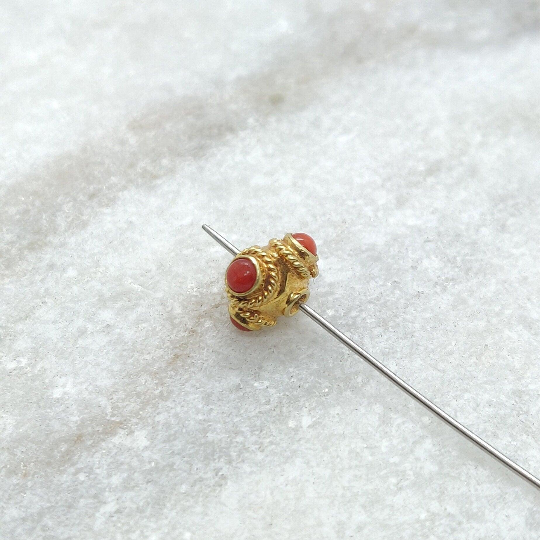 5mm 18k Solid Yellow Gold Coral Spacer Beads - Kanika Creations
