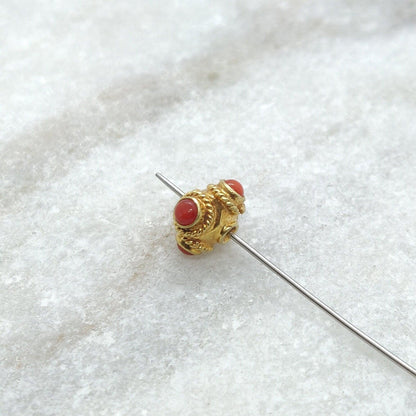 5mm 18k Solid Yellow Gold Coral Spacer Beads - Kanika Creations