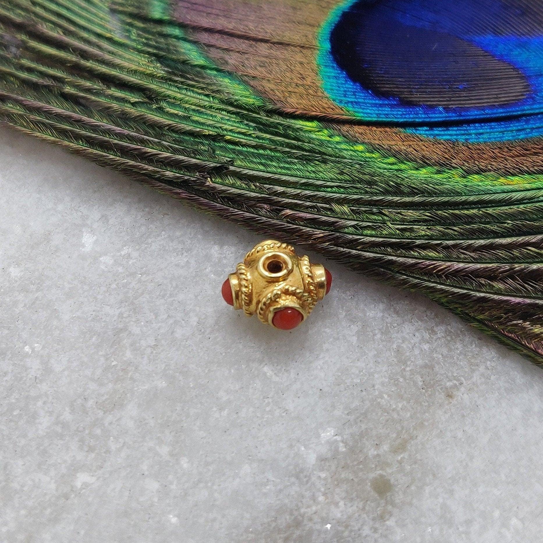 5mm 18k Solid Yellow Gold Coral Spacer Beads - Kanika Creations