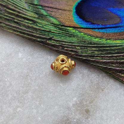 5mm 18k Solid Yellow Gold Coral Spacer Beads - Kanika Creations