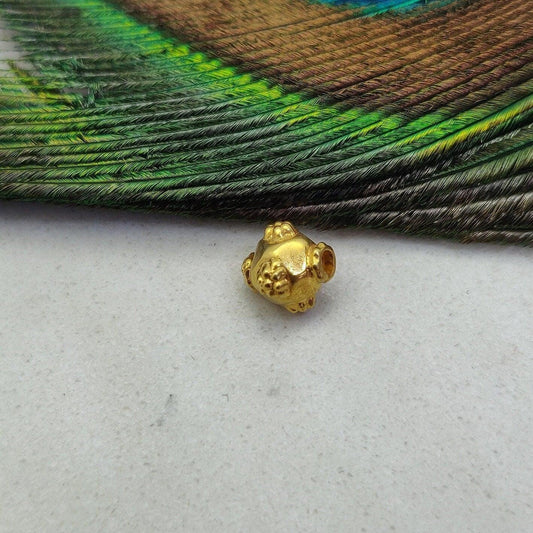 18k Solid Yellow Gold Cushion Spacer Beads 6mm - Kanika Creations