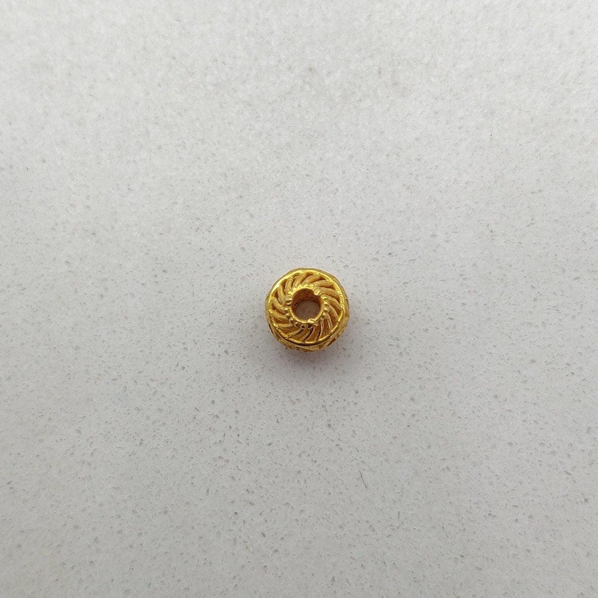 18k Yellow Gold Drum Spacer Beads 6mm - Kanika Creations