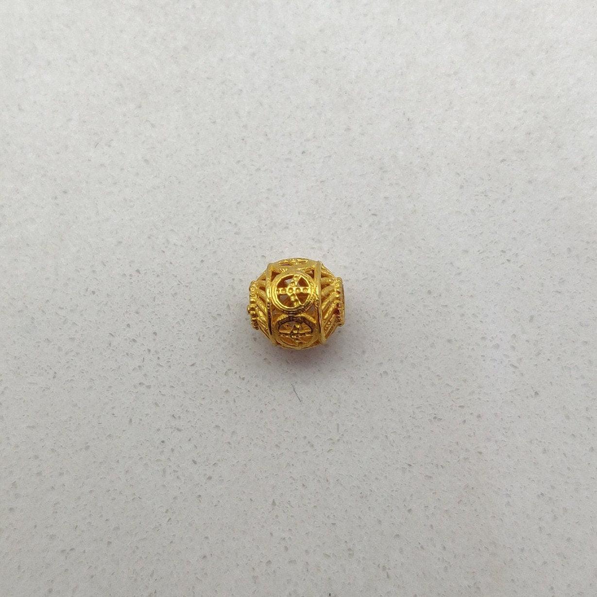 18k Yellow Gold Drum Spacer Beads 6mm - Kanika Creations
