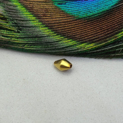 18k Solid Yellow Gold Faceted Marquise Spacer Bead 7x4mm - Kanika Creations