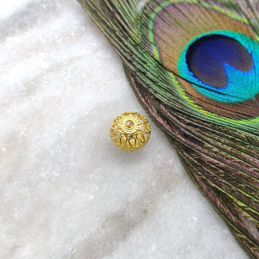 18k Solid Yellow Gold Round Spacer Beads 12mm - Kanika Creations