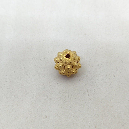 18k Yellow Gold Sphere Fancy Spiky Round Beads 10mm - Kanika Creations